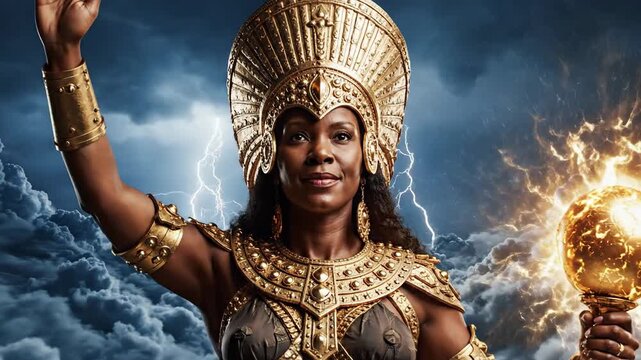 Powerful Goddess of Storms - A Majestic Portrait of Divine Authority.