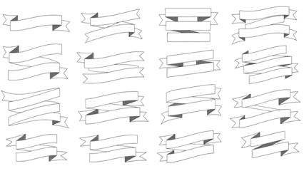 A set of vector banner ribbons offer graphic design element options on a solid black background.