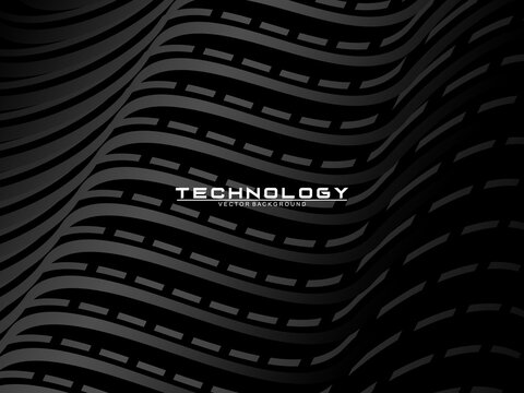 Abstract futuristic dark black background with wave design. Realistic 3d wallpaper with luxurious flowing lines. Perfect background for posters, websites, brochures, banners, applications, etc.