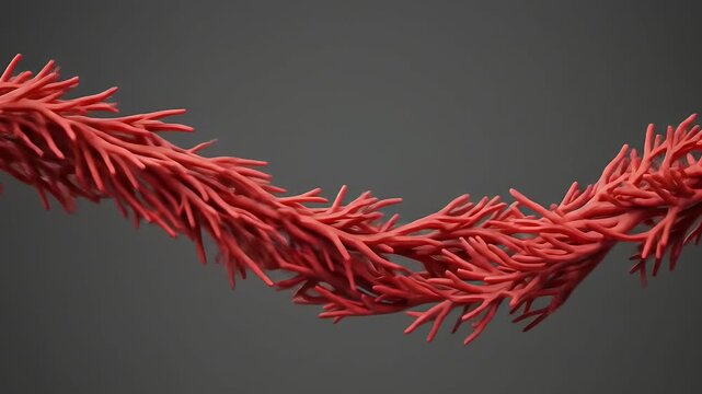 Macro Shot Of Red Coral Branch With Detailed Texture