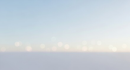 A serene, ethereal sky with soft, diffused light and a few scattered, blurred, bokeh-like spots of color, evoking a sense of tranquility and calmness.