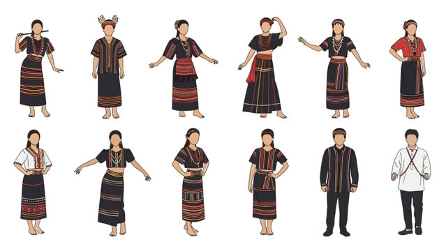 Stunning collection of diverse indigenous people showcasing vibrant traditional Filipino Igorot Cordillera ethnic attire and costumes