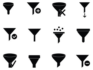 Sales Funnel & Conversion Icons Set: Customer Journey, Opportunity Generation, and Marketing Filter Vector Collection