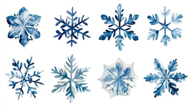 Watercolor Snowflakes Collection, Winter Design Elements