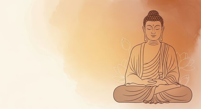 A serene Buddha statue meditating in a peaceful setting.