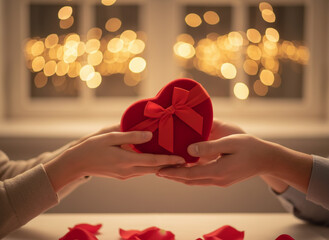 woman holding gift box. valentine vibe. will you marry me