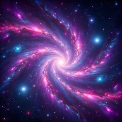 Fototapeta premium Galaxy swirl in neon colors with stars and nebulae.