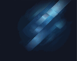 Abstract vector background with dynamic blue diagonal lines and halftone dot patterns creating a modern digital texture.