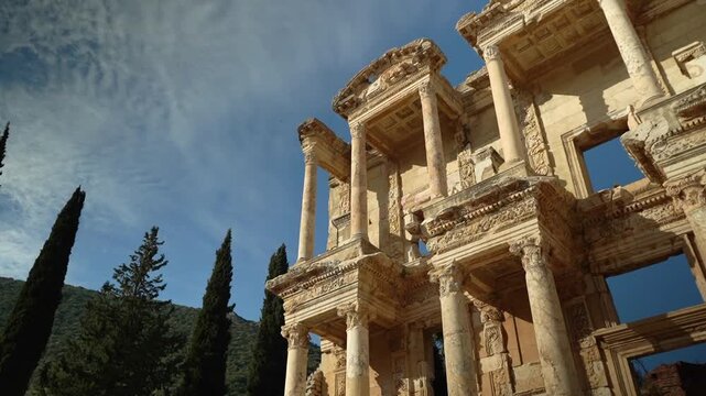 Close-Up Details of the Library of Celsus ephesus turkey