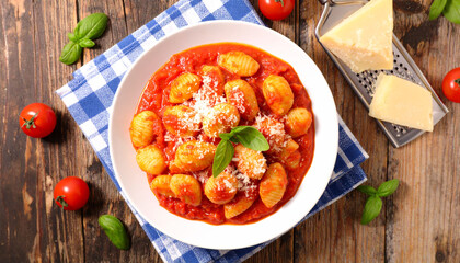 gnocchi in tomato sauce with cheese