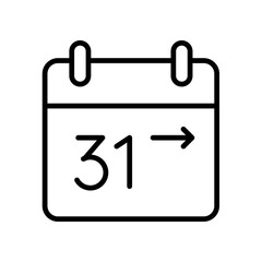 Calendar icon depicting the 31st day of the month with an arrow indicating movement or a specific date