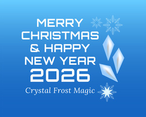 Naklejka premium Merry christmas happy new year frost magic 2026