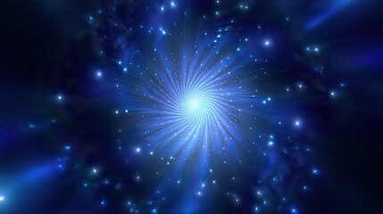 Fototapeta premium Vibrant Blue Cosmic Spiral with Stars and Light Effects in an Abstract Space Background Ideal for Science and Technology Themes