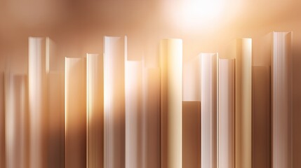 Obraz premium Abstract arrangement of soft-focus golden and beige books with a warm, glowing background creating a soothing and artistic atmosphere for design projects