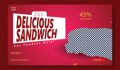 A vibrant and appetizing advertisement for a delicious sandwich featuring fresh ingredients and a special offer