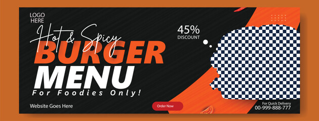 Delicious hot and spicy burger menu for foodies with a 45 discount offer and website information