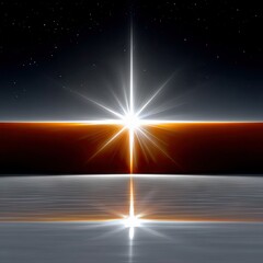 Naklejka premium Bright Star Shining Above Horizon