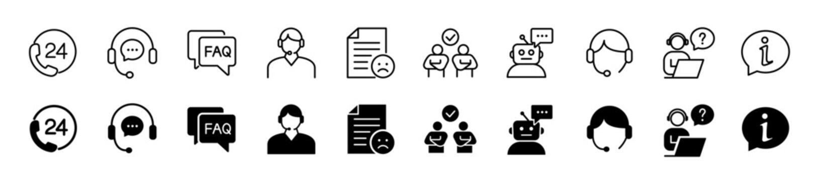 Customer service icon set. Support and assistance symbol. Vector illustration.