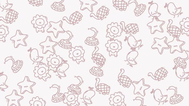 Scattered pattern featuring stars, lions, birds, and pineapples. Perfect for tropicalthemed designs and adventurous, wildlifeinspired projects with a colorful twist.