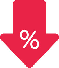 Red arrow down with percent sign © BAE