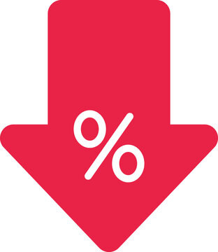 Red arrow down with percent sign