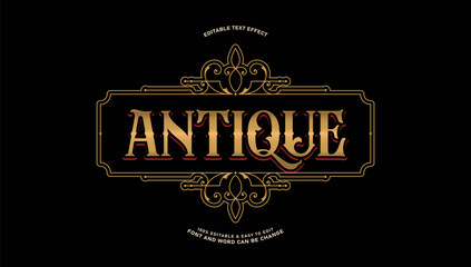 Luxurious Antique Gold Decorative Text Effect in Elegant Vintage Frame Design