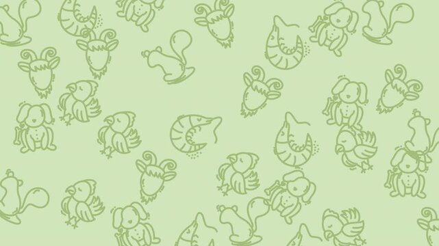 Animal doodles  dogs, squirrels, shrimp, goats. Perfect for childrens books, stationery, and educational materials.