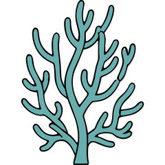 Obraz premium Teal Silhouette Of A Branching Plant Against A Black Background Elegant Nature Inspired Design Detailed Vector Illustration