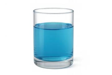 Glass of refreshing blue liquid displaying hydration, health, and a cool beverage concept on transparent background