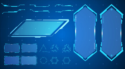 Set of Sci-Fi HUD Vector Icons and Symbols. Futuristic Interface Elements for Game and App Design.