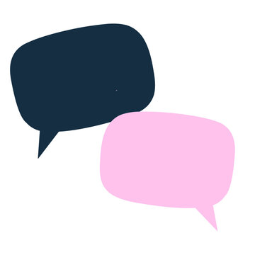 speech bubble icon,A set of two stylized colored speech bubbles (chat bubbles) on a white background, symbolizing conversation or message exchange.
