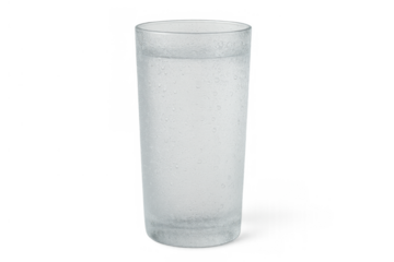 Glass of cold water with condensation and frosted surface, refreshing drink for hydration, transparent background