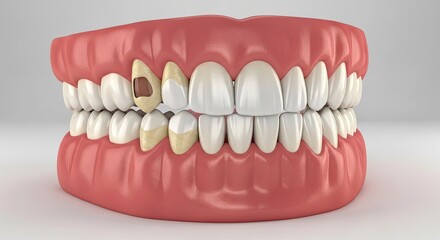 Illustration Showing Damaged Teeth Dental Problem Oral Hygiene Tooth Care Treatment Cavity Dental Decay Dentistry Hygiene Issue Healthcare Anatomy Structure