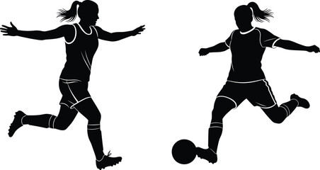 Here is a title and a comprehensive list of keywords for your Adobe Stock vector illustration of female soccer players, focusing on sports, action, and athleticism for SEO. © It's Majed Here