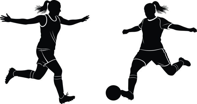 Here is a title and a comprehensive list of keywords for your Adobe Stock vector illustration of female soccer players, focusing on sports, action, and athleticism for SEO.