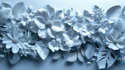 Elegant monochromatic floral arrangement in a soft blue color palette