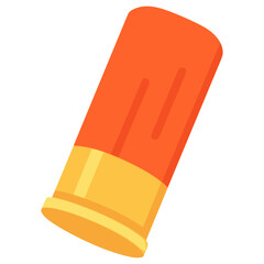 Orange shotgun bullet rifle cartridge weapon flat color vector illustration template design