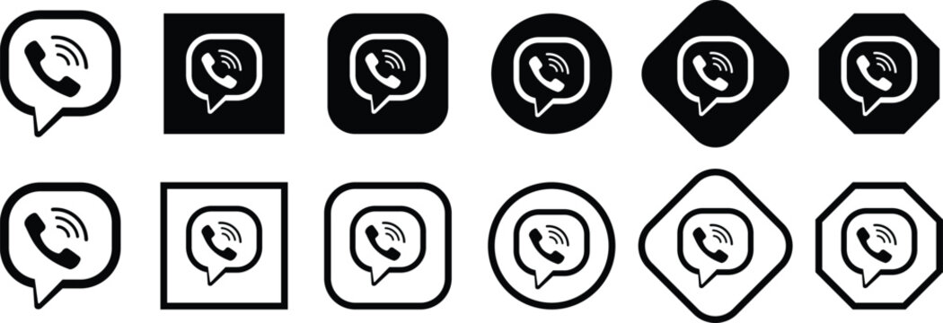 Viber Logo Icon Set. Messaging App and VoIP Call Symbols. Viber social media icon set vector collection logo. popular communication platform. messaging and calling app icon
