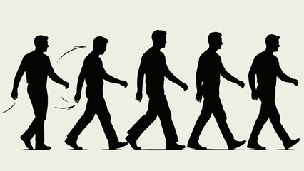 Silhouettes of people walking in a row, representing movement and progress.