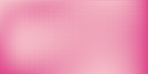 Pink rose halftone pattern. Retro comic gradient background. Pixelated dotted texture overlay. Cartoon pop art faded gradient pattern. Vector backdrop for poster, banner, advertisement