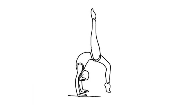 continuous line animation of woman yoga pose