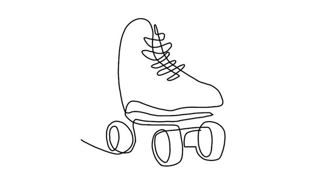 Continuous line animation of sport roller skates