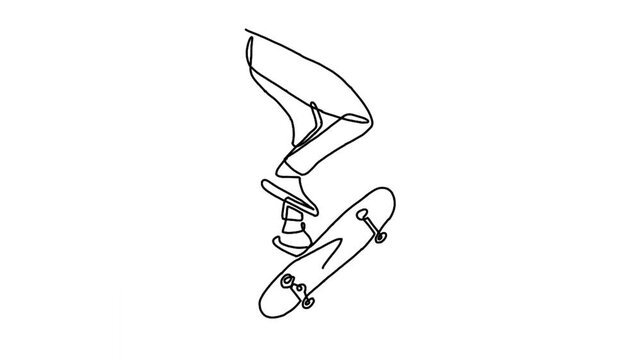 Continue line animation of playing skateboard