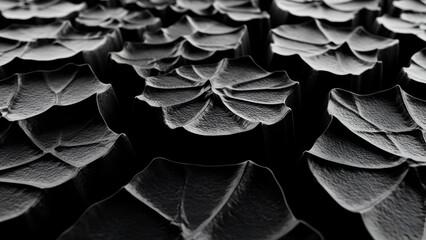Monochrome Abstract Texture: Close-up of Scale-Like Pattern in Dark Lighting