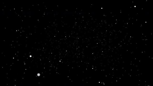 Abstract White Particles Motion on Black Background