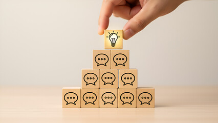 "Creative Brainstorming and Team Collaboration - Lightbulb Idea on Speech Bubbles”

