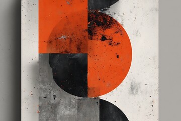 Bold abstract art featuring striking orange and black geometric shapes with a modern distressed texture that's perfect for edgy branding and contemporary design projects