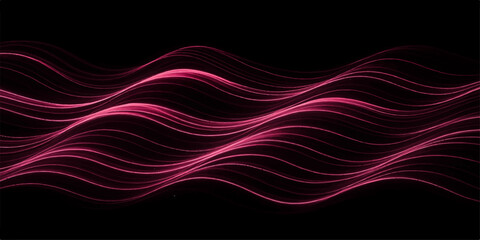 Abstract red wave pattern with dynamic light lines, vector texture design for modern wallpaper