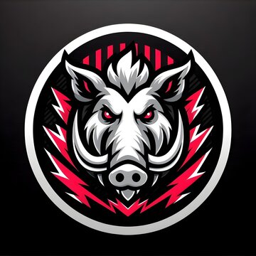 White Lipped Peccary Bloodcharge Esports Mascot Logo Vector