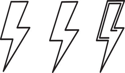 Vector illustration set of arrow and lightning bolt icons for business direction and web design elements.